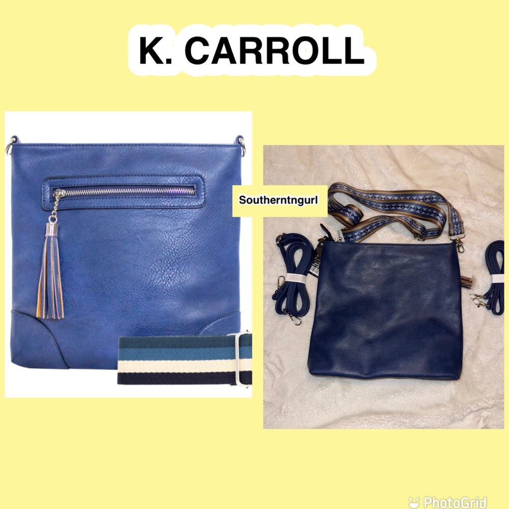 NWT  K. CARROLL  “ Marion “ Navy Blue Vegan Leather  Crossbody Bag w/ Tassel